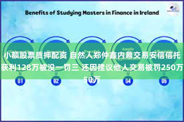 小额股票质押配资 自然人郑仲鑫内幕交易安信信托获利128万被没一罚三 还因建议他人交易被罚250万