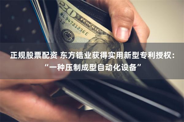 正规股票配资 东方锆业获得实用新型专利授权：“一种压制成型自动化设备”